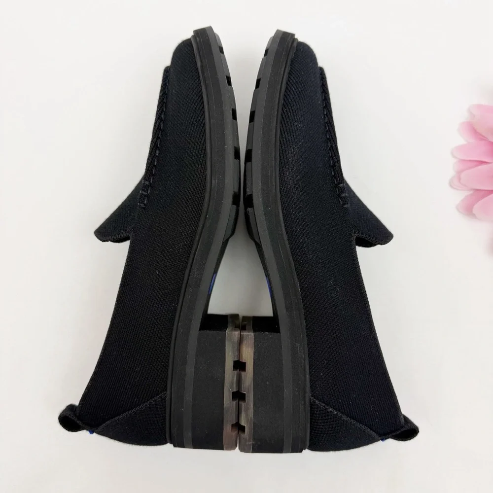 Rothy’s The Lug Loafer Shoes Onyx Black Wool - Picture 8 of 16